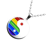 Maxbell Stainless Steel Rainbow Pride Yin Yang Pendant Ball Chain Necklace LGBT Gay Lesbian Jewelry