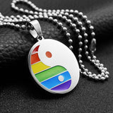 Maxbell Stainless Steel Rainbow Pride Yin Yang Pendant Ball Chain Necklace LGBT Gay Lesbian Jewelry