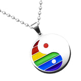 Maxbell Stainless Steel Rainbow Pride Yin Yang Pendant Ball Chain Necklace LGBT Gay Lesbian Jewelry