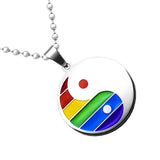 Maxbell Stainless Steel Rainbow Pride Yin Yang Pendant Ball Chain Necklace LGBT Gay Lesbian Jewelry