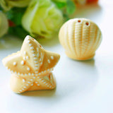 Maxbell Ceramic Starfish Shell Spice Salt Pepper Mesh Shaker Jar Container