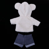 Maxbell Handmade White Plush Hooded Coat with Short Pants for 25cm Mellchan Baby Reborn Doll