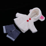 Maxbell Handmade White Plush Hooded Coat with Short Pants for 25cm Mellchan Baby Reborn Doll