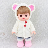 Maxbell Handmade White Plush Hooded Coat with Short Pants for 25cm Mellchan Baby Reborn Doll