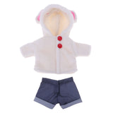 Maxbell Handmade White Plush Hooded Coat with Short Pants for 25cm Mellchan Baby Reborn Doll