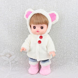 Maxbell Handmade White Plush Hooded Coat with Short Pants for 25cm Mellchan Baby Reborn Doll