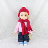 Maxbell Red White Striped Cute Scarf Hat Cap Suit Winter Outfit for 16inch Sharon Girl Doll Accessory