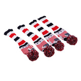 Maxbell 4Pcs Golf Driver Rescue Head Cover Long Neck Pom Pom Fairway Wood Headcovers Knit Socks #1 3 5 X