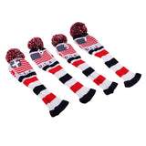 Maxbell 4Pcs Golf Driver Rescue Head Cover Long Neck Pom Pom Fairway Wood Headcovers Knit Socks #1 3 5 X