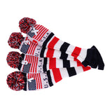 Maxbell 4Pcs Golf Driver Rescue Head Cover Long Neck Pom Pom Fairway Wood Headcovers Knit Socks #1 3 5 X