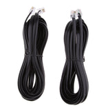 Maxbell 2Pcs 6P6C RJ12 Male Modular Data Cord Flat Straight Landline Telephone Cable 5M