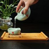 Maxbell Bamboo Tea Tray Cup Plate Food Dessert Serving Tray Traditional Bamboo Tea Tray Elegant Chinese Style Tea Table Trays