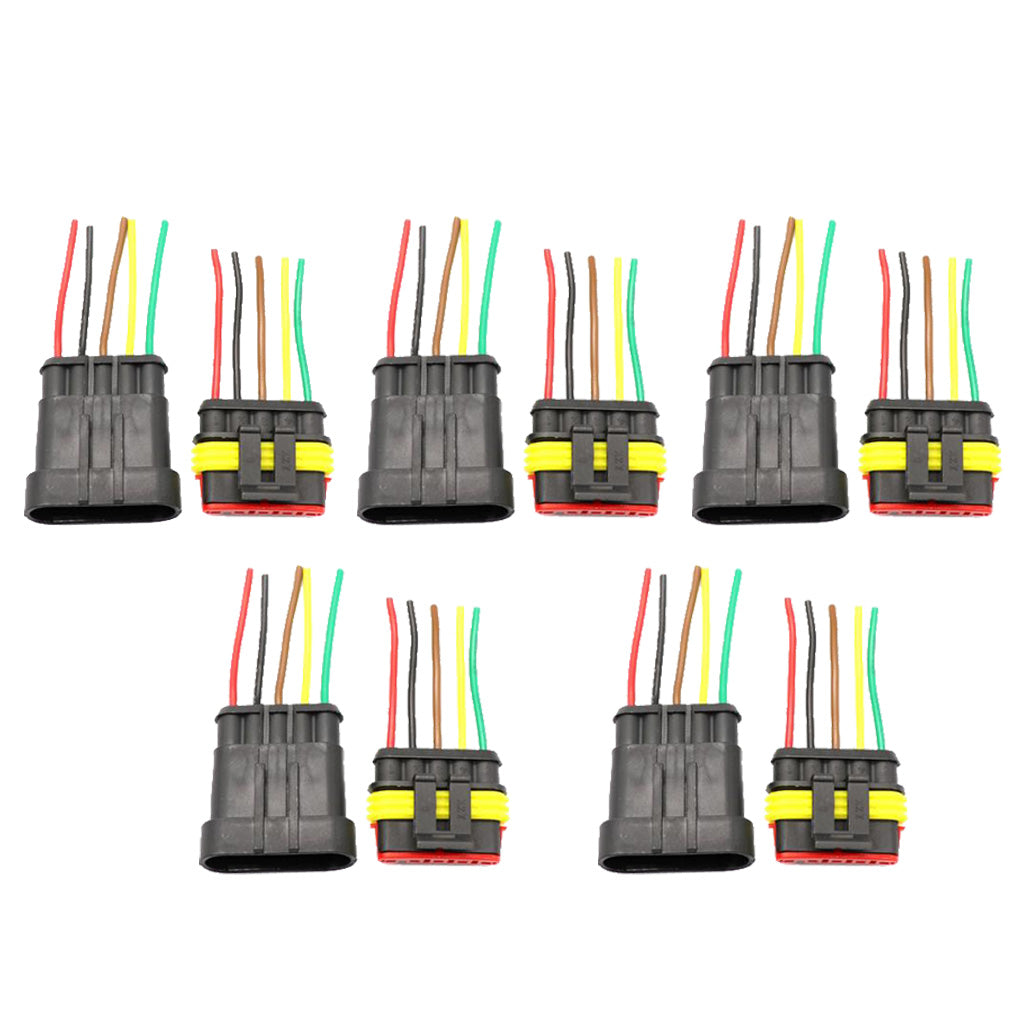 Maxbell 5 Pin Way Car Waterproof Electrical Connector Plug with Wire AWG Marine Pack of 5