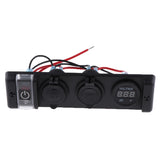 Maxbell Boat Marine 12VDC Dual USB Charger Socket & LED Voltmeter 3 Hole Panel Outlet