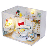 Maxbell 1:24 DIY Wooden Dollhouse Bedroom Model Handcrafts Miniature Project Kit Led Light (With Dust Proof) Birthday Wedding Gifts