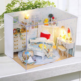 Maxbell 1:24 DIY Wooden Dollhouse Bedroom Model Handcrafts Miniature Project Kit Led Light (With Dust Proof) Birthday Wedding Gifts