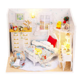 Maxbell 1:24 DIY Wooden Dollhouse Bedroom Model Handcrafts Miniature Project Kit Led Light (With Dust Proof) Birthday Wedding Gifts