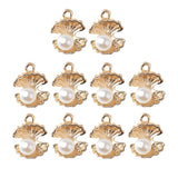 Maxbell 10pieces Bail Design Fashion Alloy Pearl Shell Charms Jewelry Making Pendant DIY Craft Accessory Gold 13X16mm