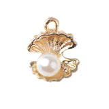 Maxbell 10pieces Bail Design Fashion Alloy Pearl Shell Charms Jewelry Making Pendant DIY Craft Accessory Gold 13X16mm