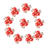 Maxbell 10 Pieces Alloy Fashion Crystal Flatback Jewelry Accessory Rhinestone Pearl Charms For Women Necklace Brooch Button Sewing Crafts Supply Red