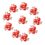 Maxbell 10 Pieces Alloy Fashion Crystal Flatback Jewelry Accessory Rhinestone Pearl Charms For Women Necklace Brooch Button Sewing Crafts Supply Red