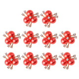 Maxbell 10 Pieces Alloy Fashion Crystal Flatback Jewelry Accessory Rhinestone Pearl Charms For Women Necklace Brooch Button Sewing Crafts Supply Red