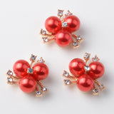 Maxbell 10 Pieces Alloy Fashion Crystal Flatback Jewelry Accessory Rhinestone Pearl Charms For Women Necklace Brooch Button Sewing Crafts Supply Red