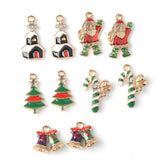 Maxbell 10 Pieces Enamel Rhinestone Christmas Charms Set Mixed Pendants Beads for Crafting, Jewelry Findings Making Accessory For DIY Necklace Bracelet