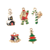 Maxbell 10 Pieces Enamel Rhinestone Christmas Charms Set Mixed Pendants Beads for Crafting, Jewelry Findings Making Accessory For DIY Necklace Bracelet