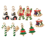 Maxbell 10 Pieces Enamel Rhinestone Christmas Charms Set Mixed Pendants Beads for Crafting, Jewelry Findings Making Accessory For DIY Necklace Bracelet