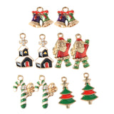 Maxbell 10 Pieces Enamel Rhinestone Christmas Charms Set Mixed Pendants Beads for Crafting, Jewelry Findings Making Accessory For DIY Necklace Bracelet