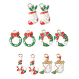 Maxbell 10 Pieces Alloy Crystal Enamel Christmas XMAS Necklace Bracelet Charms Pendants for DIY Kids Hair Accessories Decoration