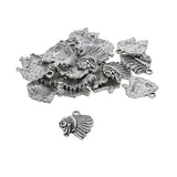 Maxbell 30 Pieces Tibetan Silver Tone Charms Indian Chief Head Pendants 21x17mm for DIY Jewelry Making Crafting Fit Necklace Bracelet Spacers Dangle Beads