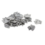 Maxbell 30 Pieces Tibetan Silver Tone Charms Indian Chief Head Pendants 21x17mm for DIY Jewelry Making Crafting Fit Necklace Bracelet Spacers Dangle Beads