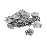 Maxbell 30 Pieces Tibetan Silver Tone Charms Indian Chief Head Pendants 21x17mm for DIY Jewelry Making Crafting Fit Necklace Bracelet Spacers Dangle Beads