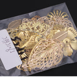 Maxbell 17 Piece Metal Filigree Leaves Flower Charms Pendant Jewelry Making Findings for DIY Wedding Bridal Hair Jewelry Gold