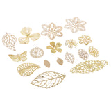 Maxbell 17 Piece Metal Filigree Leaves Flower Charms Pendant Jewelry Making Findings for DIY Wedding Bridal Hair Jewelry Gold