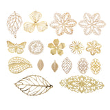 Maxbell 17 Piece Metal Filigree Leaves Flower Charms Pendant Jewelry Making Findings for DIY Wedding Bridal Hair Jewelry Gold