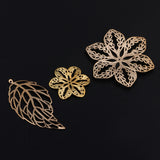 Maxbell 17 Piece Metal Filigree Leaves Flower Charms Pendant Jewelry Making Findings for DIY Wedding Bridal Hair Jewelry Gold