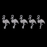 Maxbell 5 Piece Silver Alloy Crystal Flamingo Pendant Jewelry Making Charms Findings for DIY Key Charms Hanging Decoration