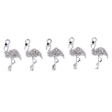 Maxbell 5 Piece Silver Alloy Crystal Flamingo Pendant Jewelry Making Charms Findings for DIY Key Charms Hanging Decoration