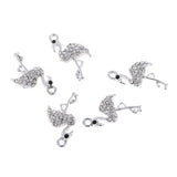 Maxbell 5 Piece Silver Alloy Crystal Flamingo Pendant Jewelry Making Charms Findings for DIY Key Charms Hanging Decoration