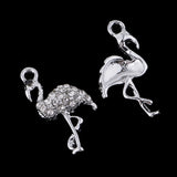 Maxbell 5 Piece Silver Alloy Crystal Flamingo Pendant Jewelry Making Charms Findings for DIY Key Charms Hanging Decoration