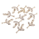 Maxbell 10 Pieces Shiny Rhinestone Ballet Girl Dancer Charms Pendants Spacer Beads Findings for Jewelry Making Earring Necklace DIY Handmade Craft Supplies