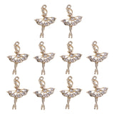 Maxbell 10 Pieces Shiny Rhinestone Ballet Girl Dancer Charms Pendants Spacer Beads Findings for Jewelry Making Earring Necklace DIY Handmade Craft Supplies