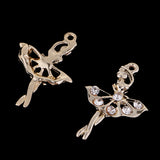 Maxbell 10 Pieces Shiny Rhinestone Ballet Girl Dancer Charms Pendants Spacer Beads Findings for Jewelry Making Earring Necklace DIY Handmade Craft Supplies