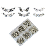 Maxbell 60Pcs Assorted Tibetan Silver Wing Spacer Charms Beads For Jewelry Making