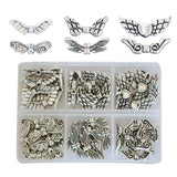 Maxbell 60Pcs Assorted Tibetan Silver Wing Spacer Charms Beads For Jewelry Making