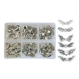 Maxbell 60Pcs Assorted Tibetan Silver Wing Spacer Charms Beads For Jewelry Making