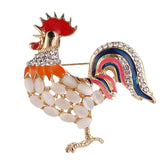 Maxbell Women Men Enamel Crystal Opal Cock Rooster Animal Brooch Pin Jewelry Gift